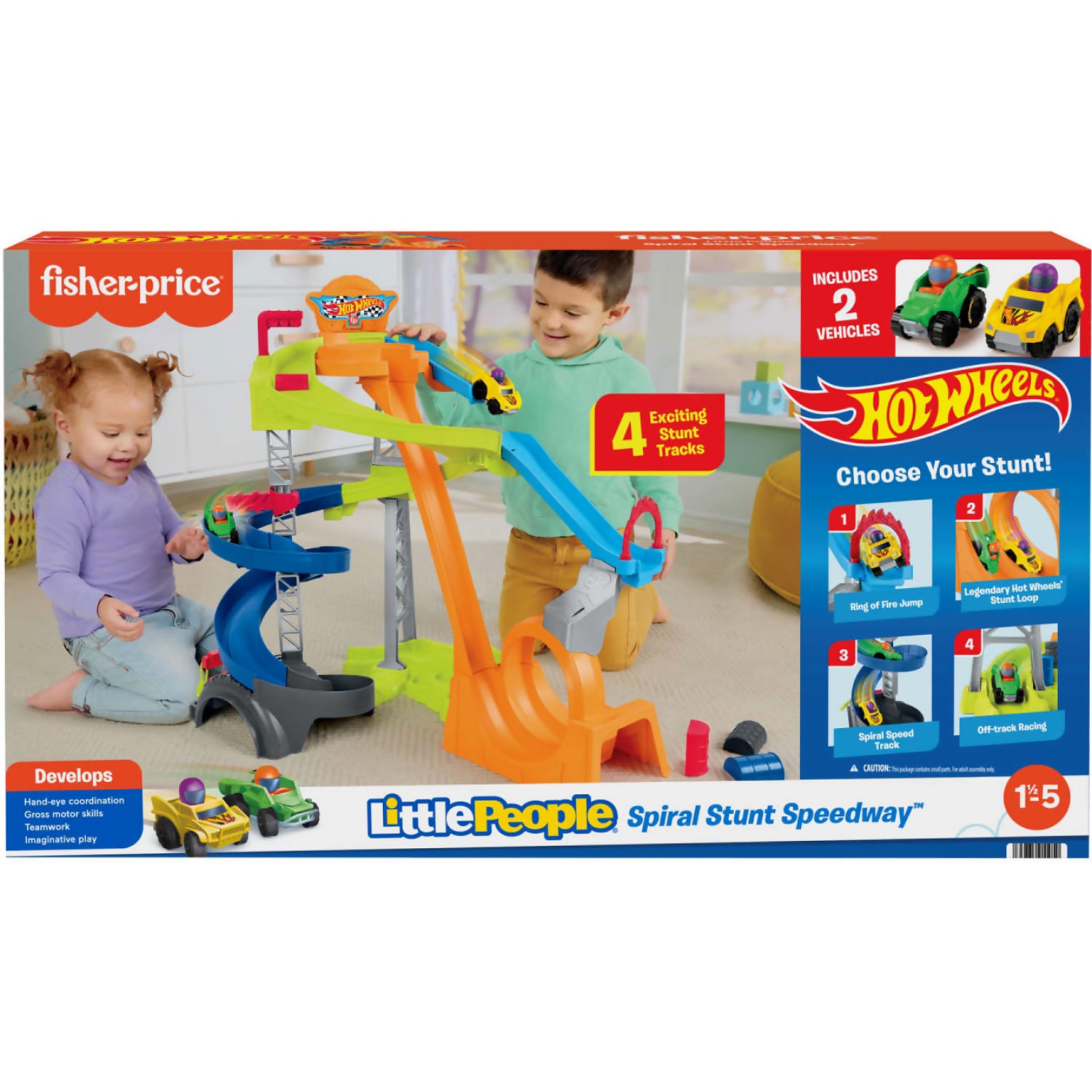 Fisher-Price - Little People Hot Wheels Spiral Stunt Speedway - Mattel