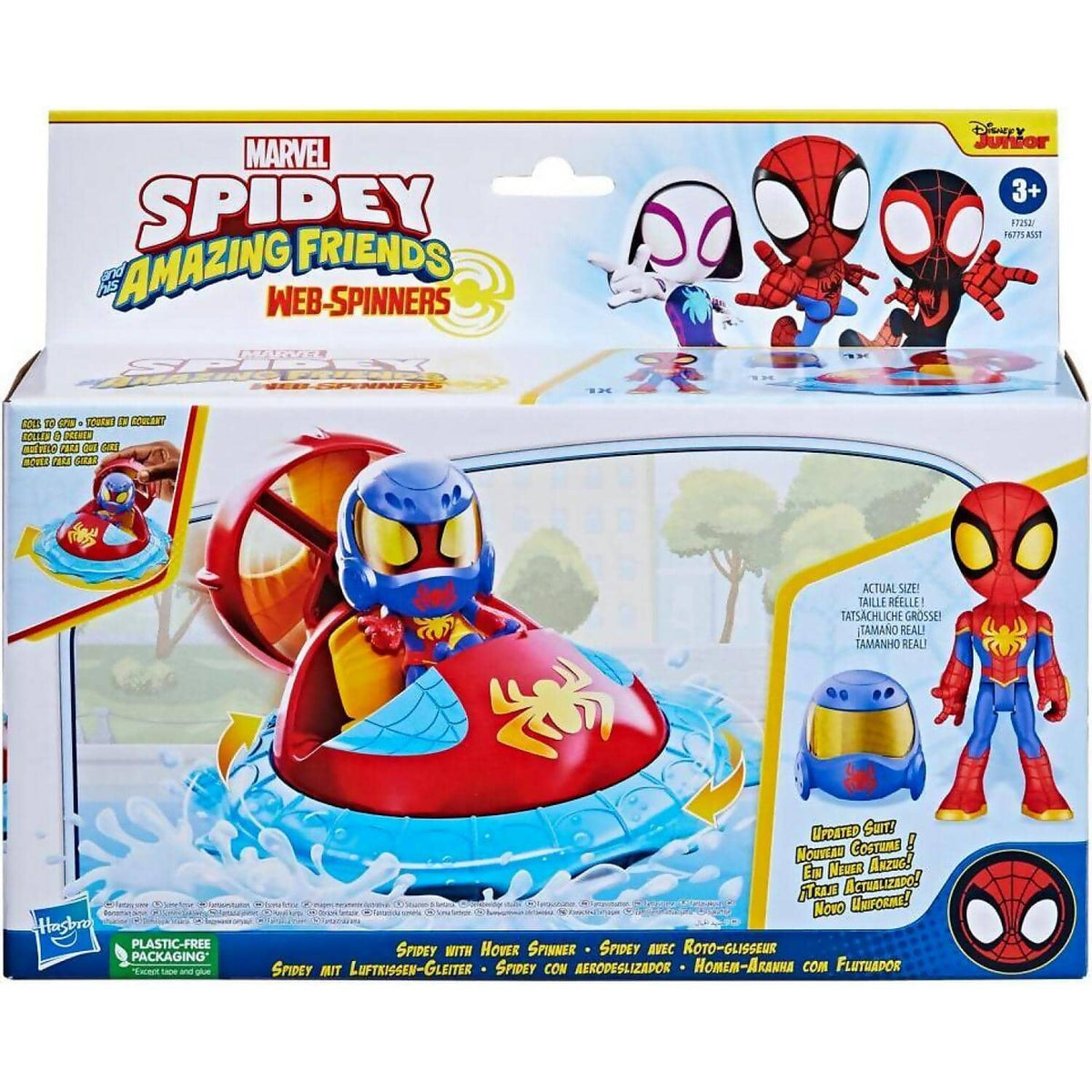Marvel - Spidey And His Amazing Friends Web-spinners Spidey With Hover Spinner Toy Car - Hasbro