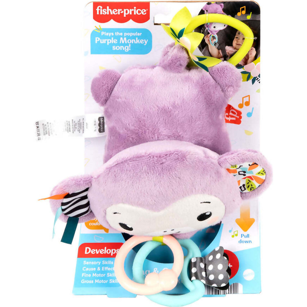 Fisher-Price - Sing & Go Purple Monkey Stroller Toy - Mattel