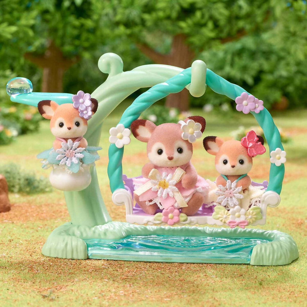 Sylvanian Families - Deer Babies Floral Swing Playset Animal Doll Playset