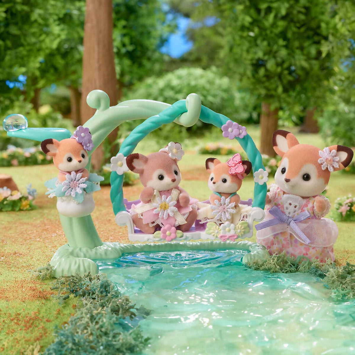 Sylvanian Families - Deer Babies Floral Swing Playset Animal Doll Playset
