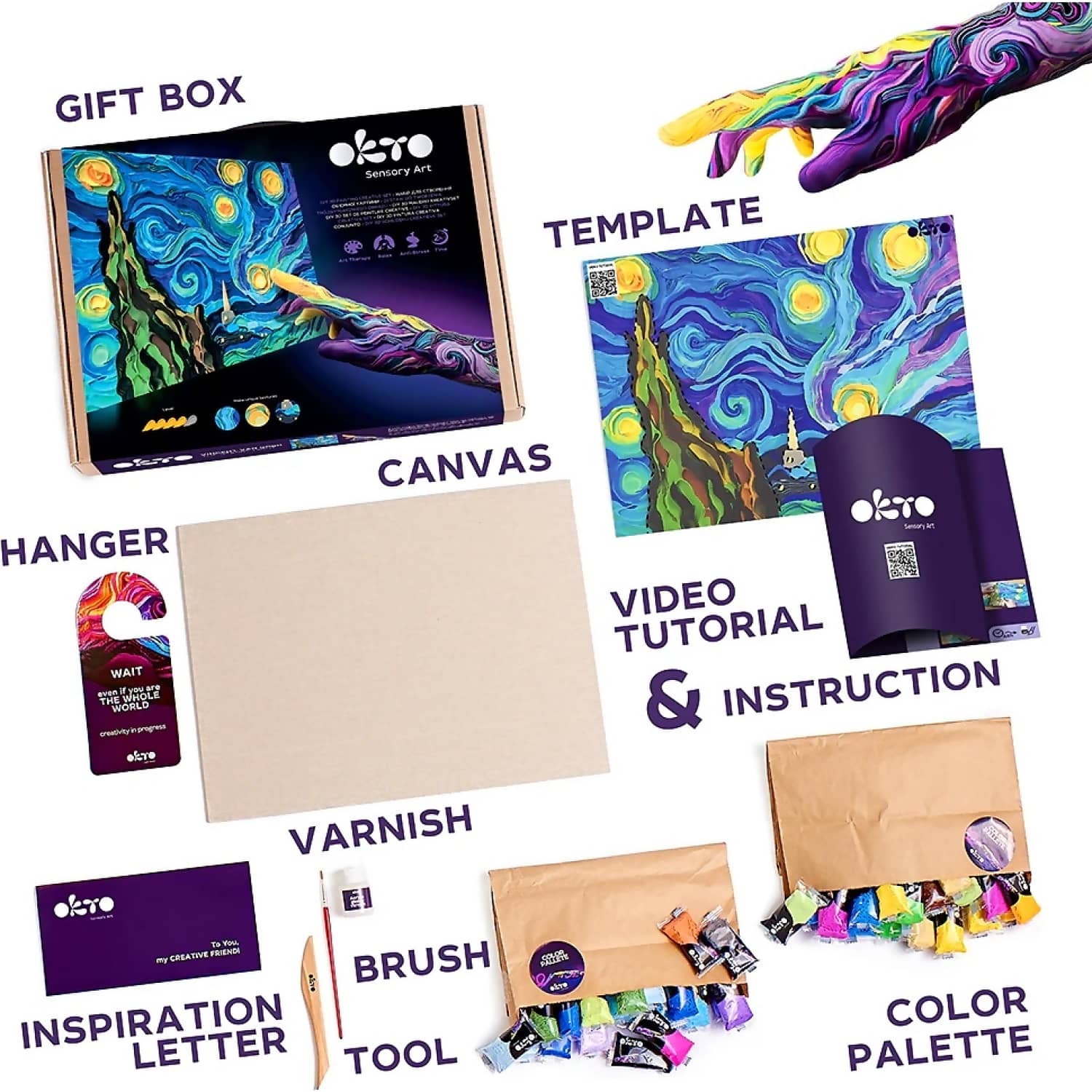 OKTO - Sensory Art - DIY 3D Painting Creative Set Starry Night 30cm x 40cm