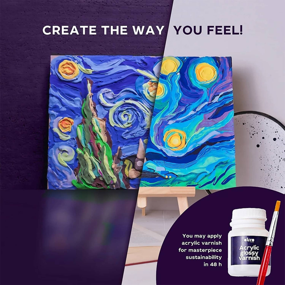 OKTO - Sensory Art - DIY 3D Painting Creative Set Starry Night 30cm x 40cm
