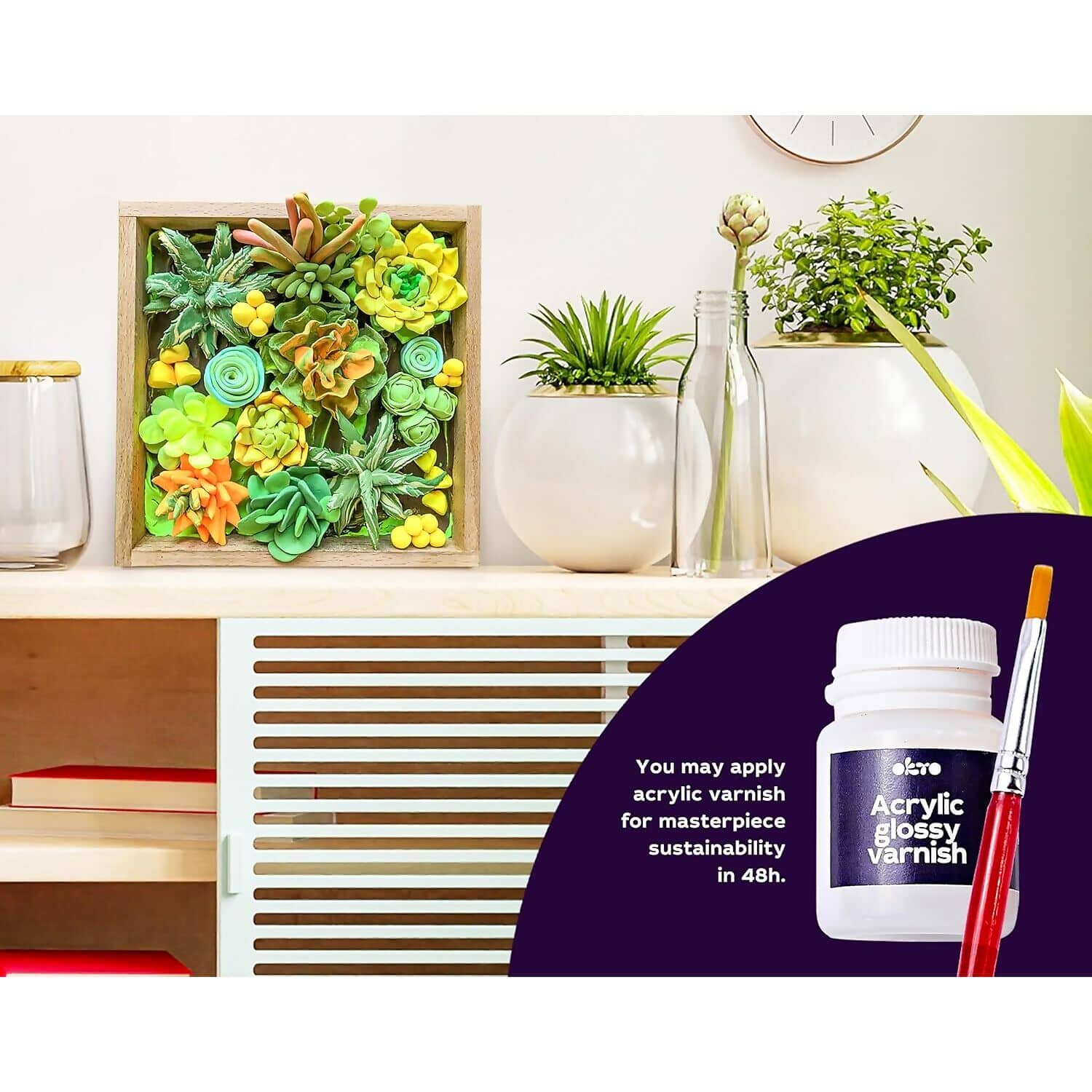 OKTO - Sensory Art - Wood & Craft DIY 3D Succulents Energy 21cm x 21cm