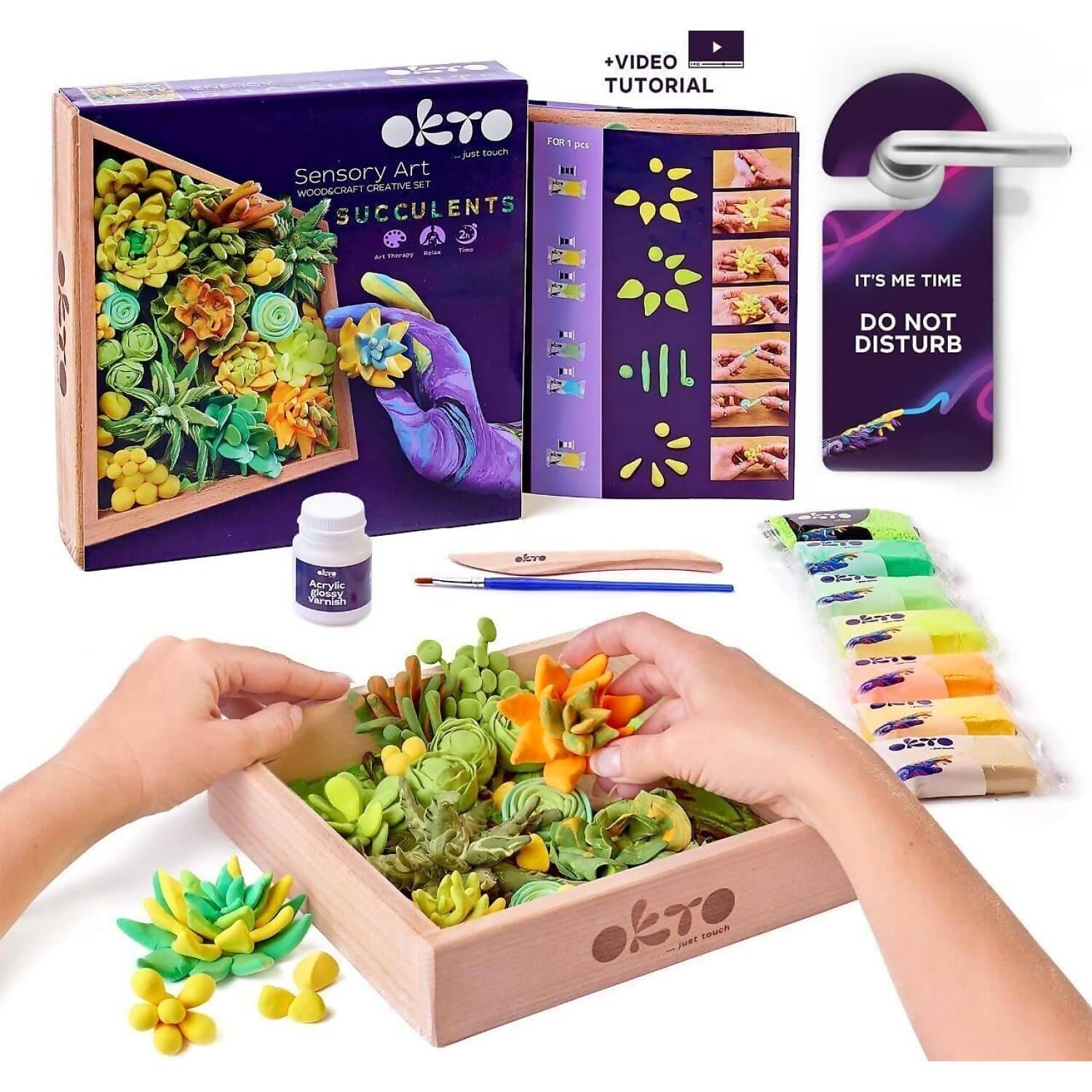 OKTO - Sensory Art - Wood & Craft DIY 3D Succulents Energy 21cm x 21cm