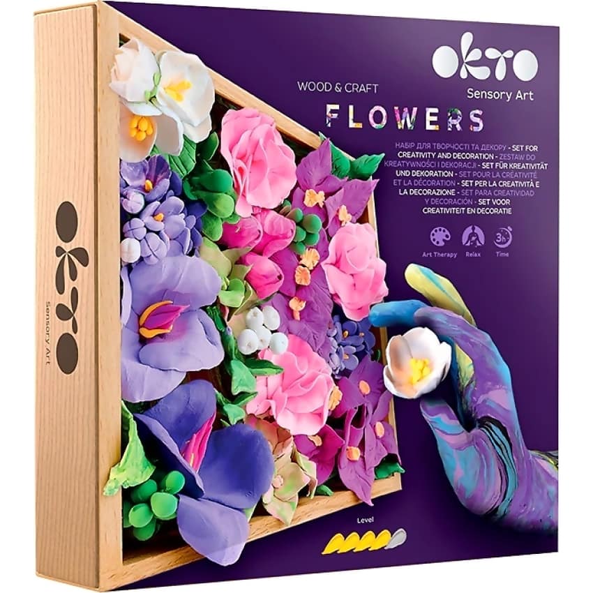 OKTO - Sensory Art - Wood & Craft DIY 3D Flowers Inspiration 21cm x 21cm