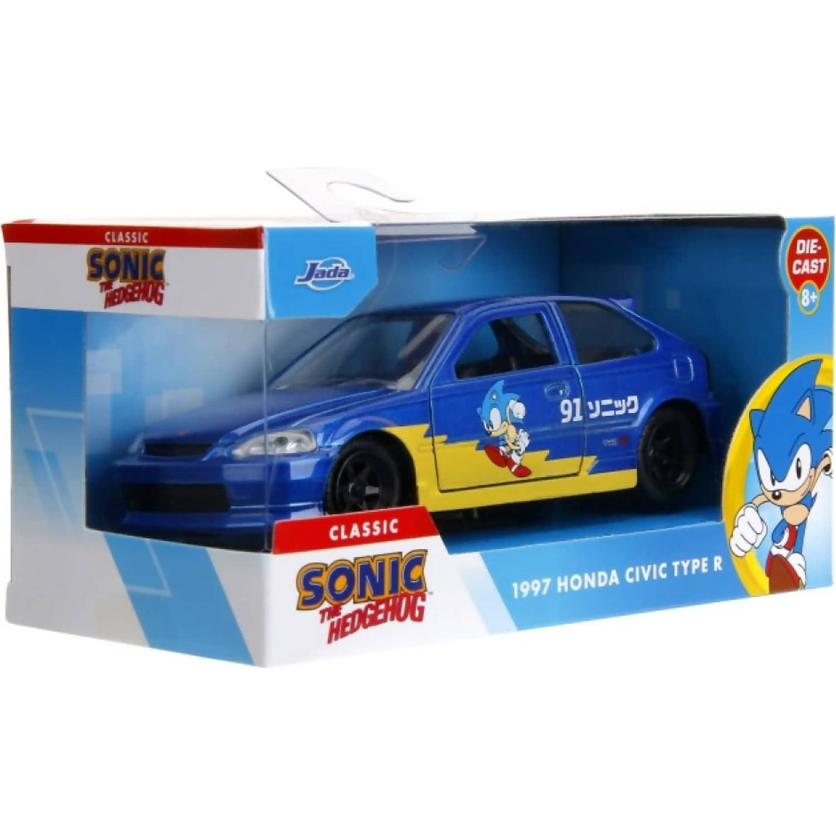 JADA TOYS - SONIC THE HEDGEHOG 1997 HONDA CIVIC TYPE-R 1:32 SCALE DIECAST VEHICLE
