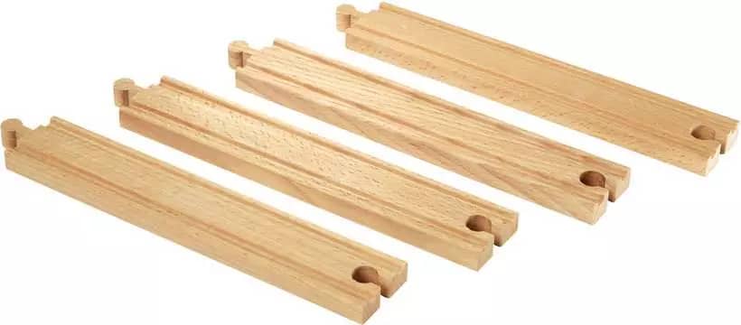 BRIO World - Wooden Train Tracks Long Straight Tracks 4pce