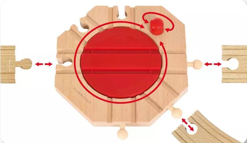 BRIO World - Wooden Train Tracks Mechanical Turntable