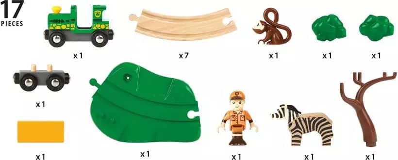 BRIO World - Wooden Train Set Safari Railway Set 17pce