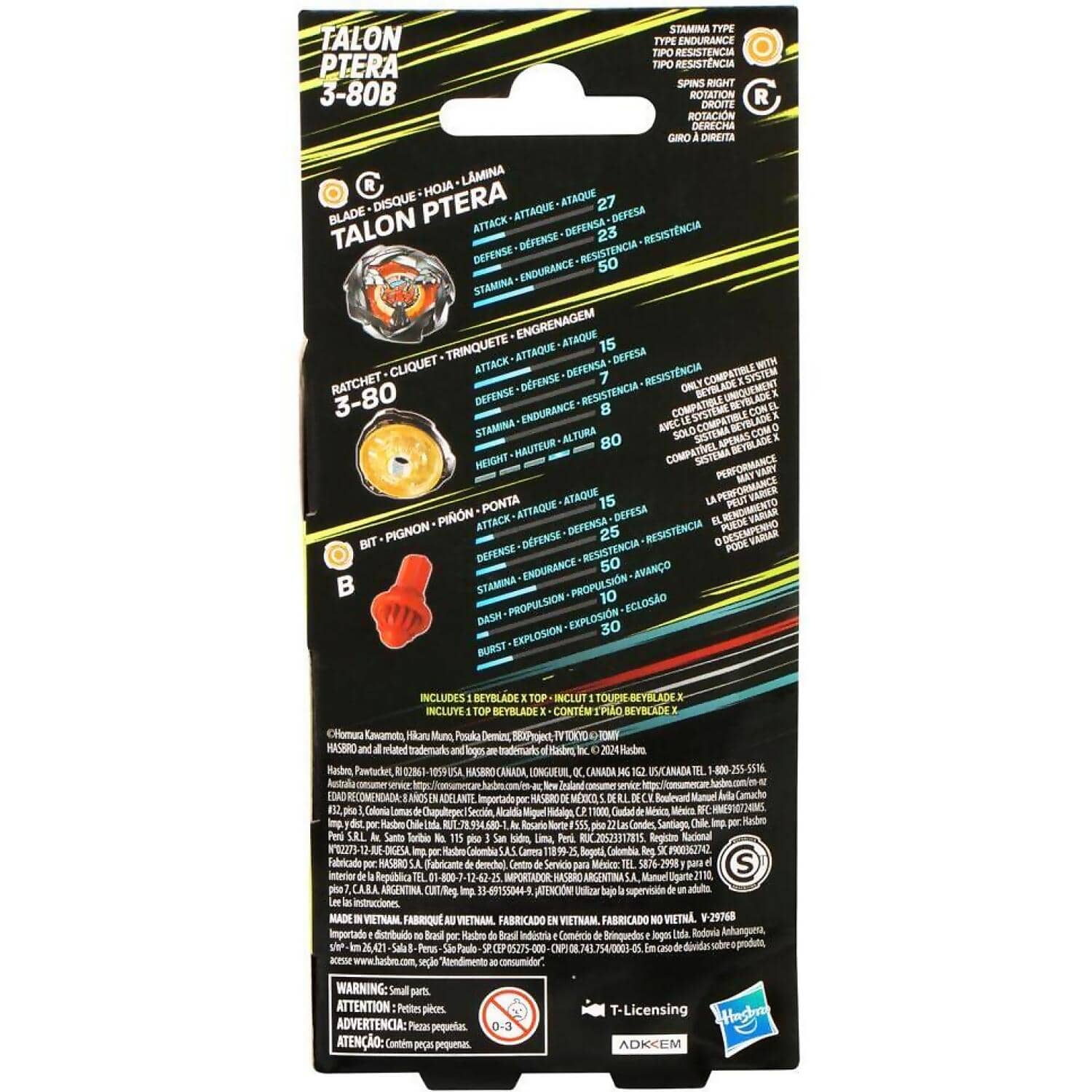 BEYBLADE X - Talon Ptera 3-80B Booster Pack Set With Stamina Type Top