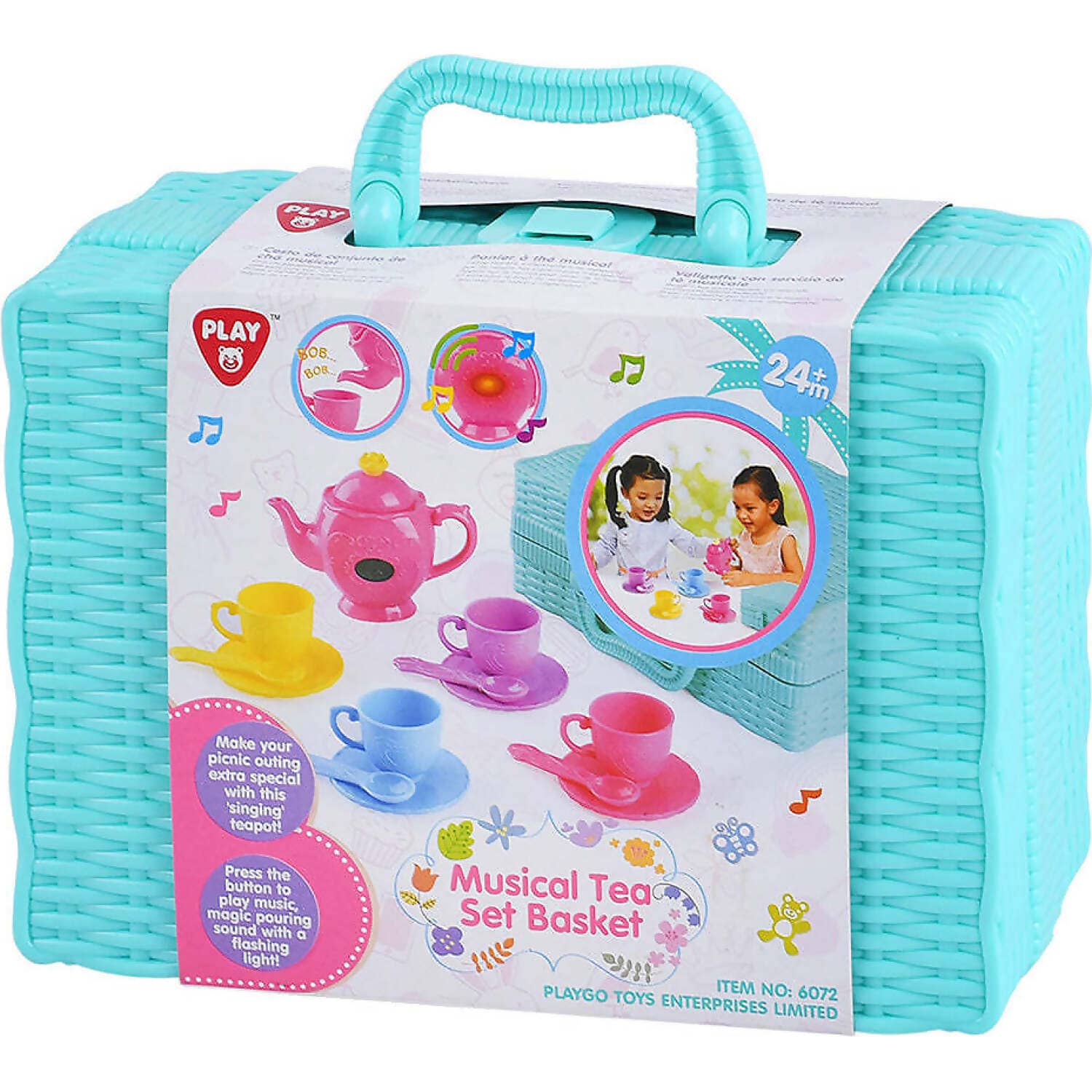 Playgo Toys Ent. Ltd - Battery Operated Musical Tea Set Basket Role Play