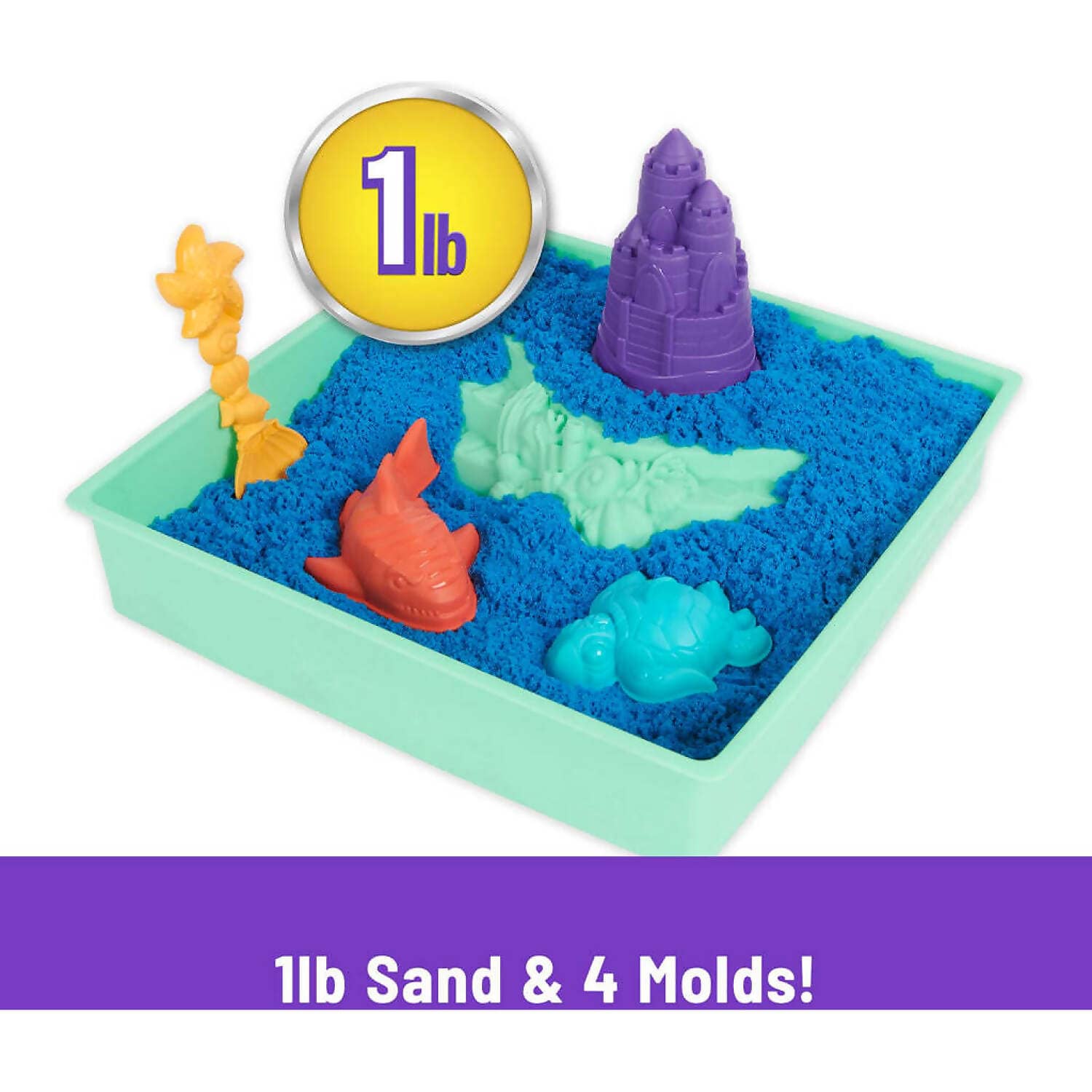 Kinetic Sand - Sandbox Set Moldable Sand 454gm Blue - Spin Master
