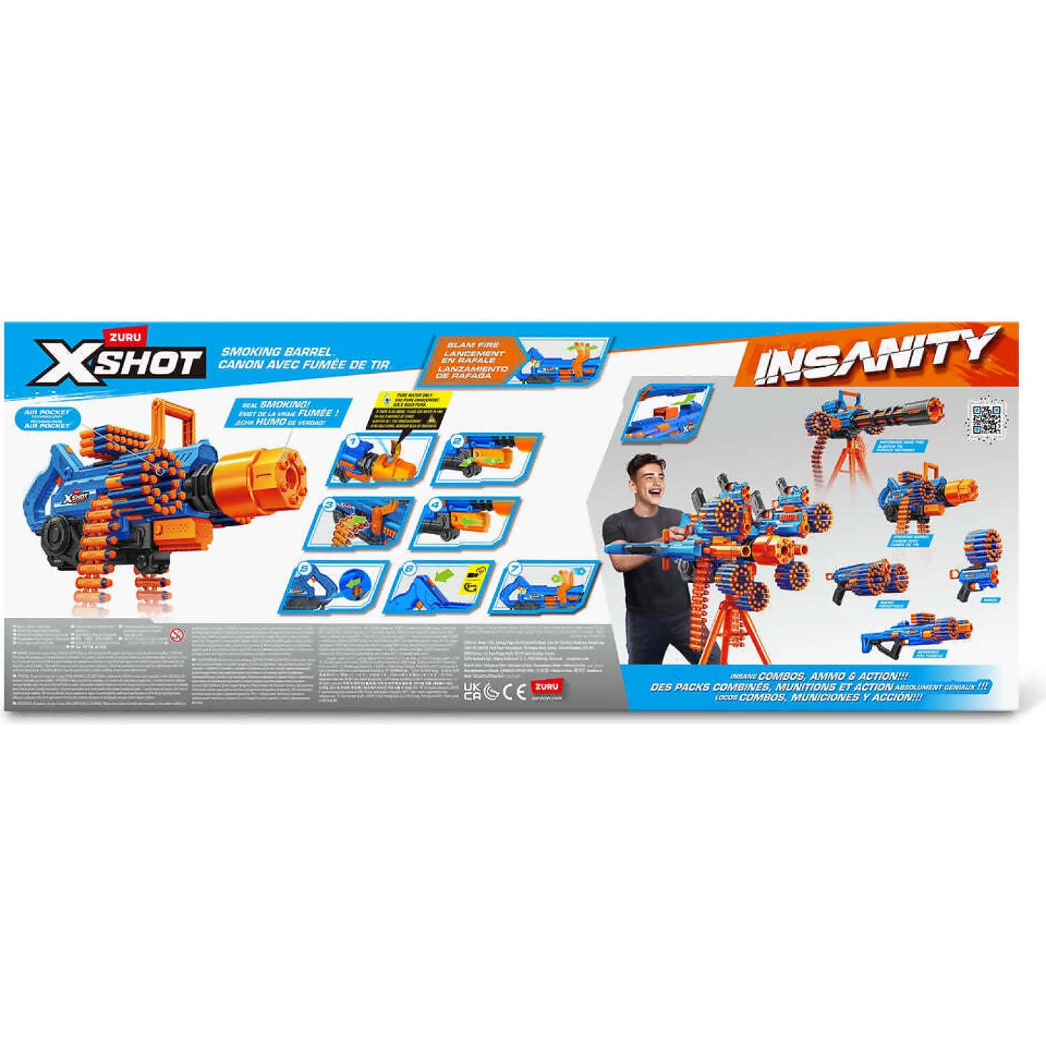 ZURU - X-Shot Insanity Smoking Barrel Blaster with 72 Darts