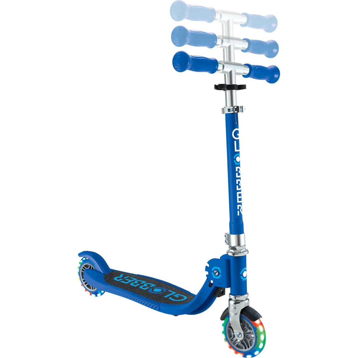 Globber - Flow Foldable Junior Scooter with Lights Navy Blue / Sky Blue