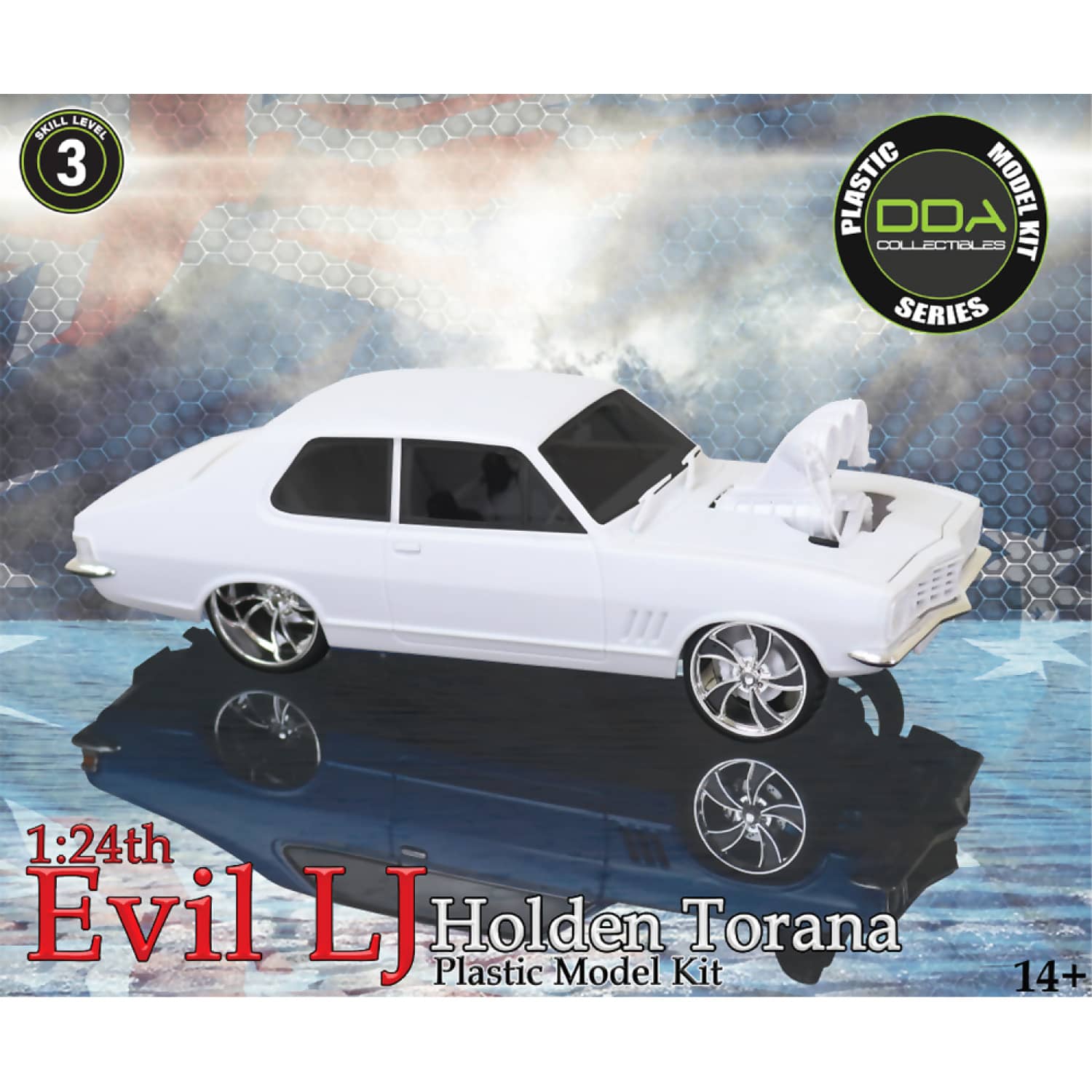 DDA COLLECTIBLES - 1:24 SCALE - LJ HOLDEN TORANA EVIL LJ DIECAST PLASTIC MODEL KIT