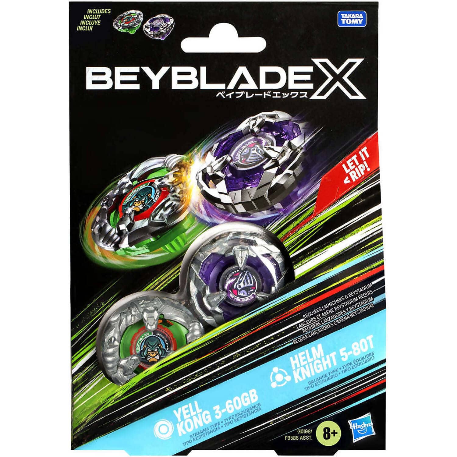 BEYBLADE X - Yell Kong 3-60GB and Helm Knight 5-80T Top Dual Pack Set