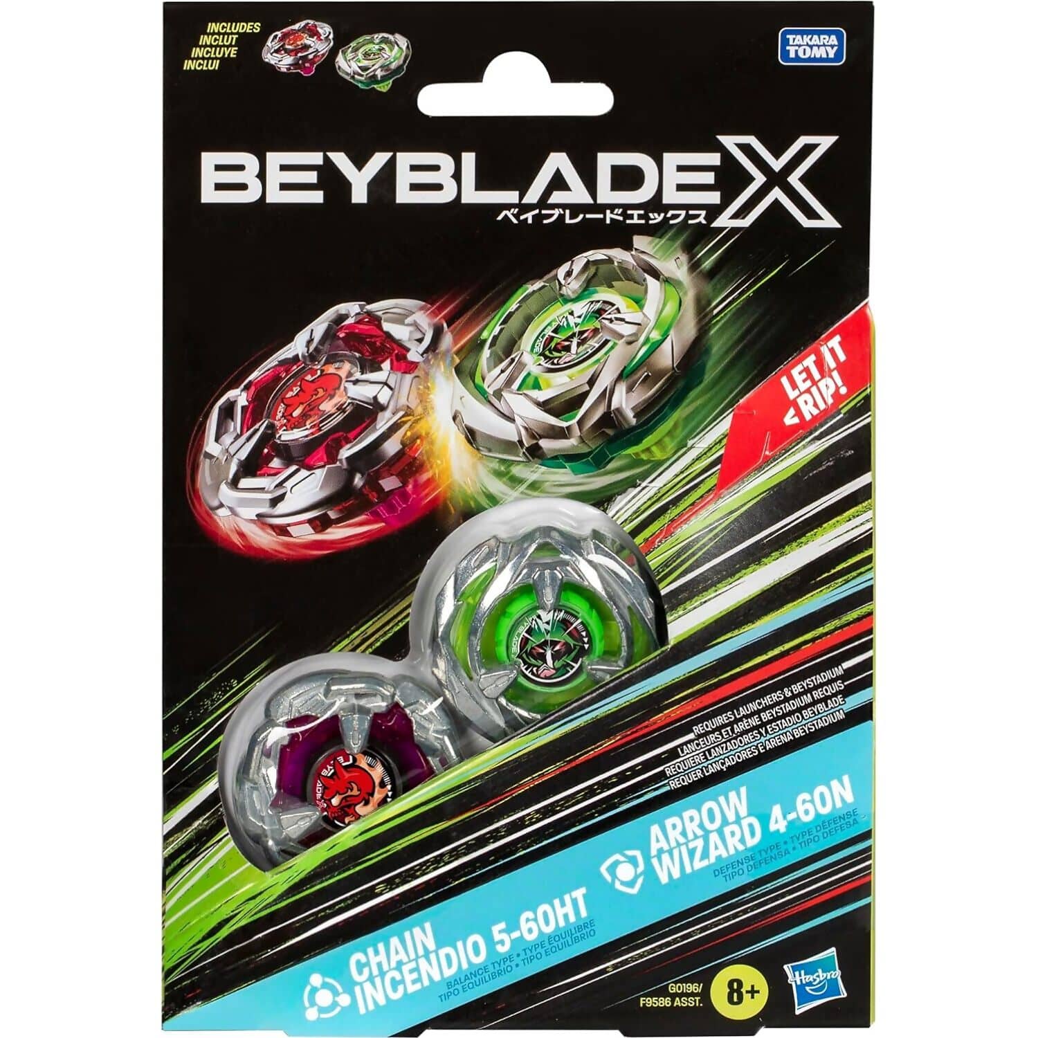 BEYBLADE X - Chain Incendio 5-60HT and Arrow Wizard 4-60N