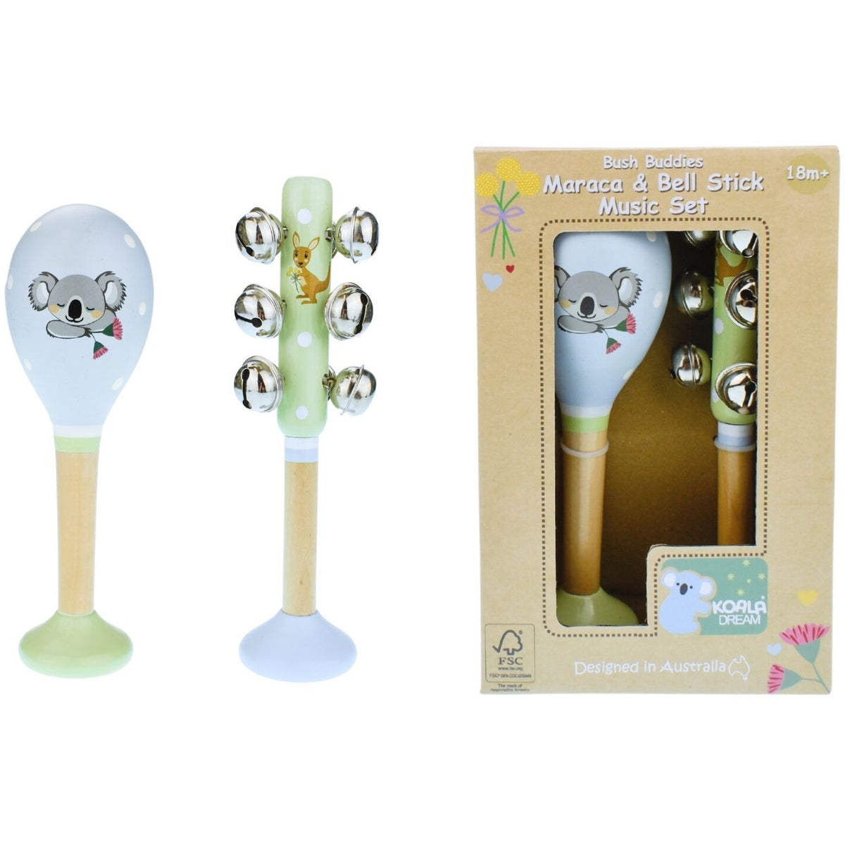 Koala Dream - Bush Buddies Australian Animals Maraca & Bell Stick Set
