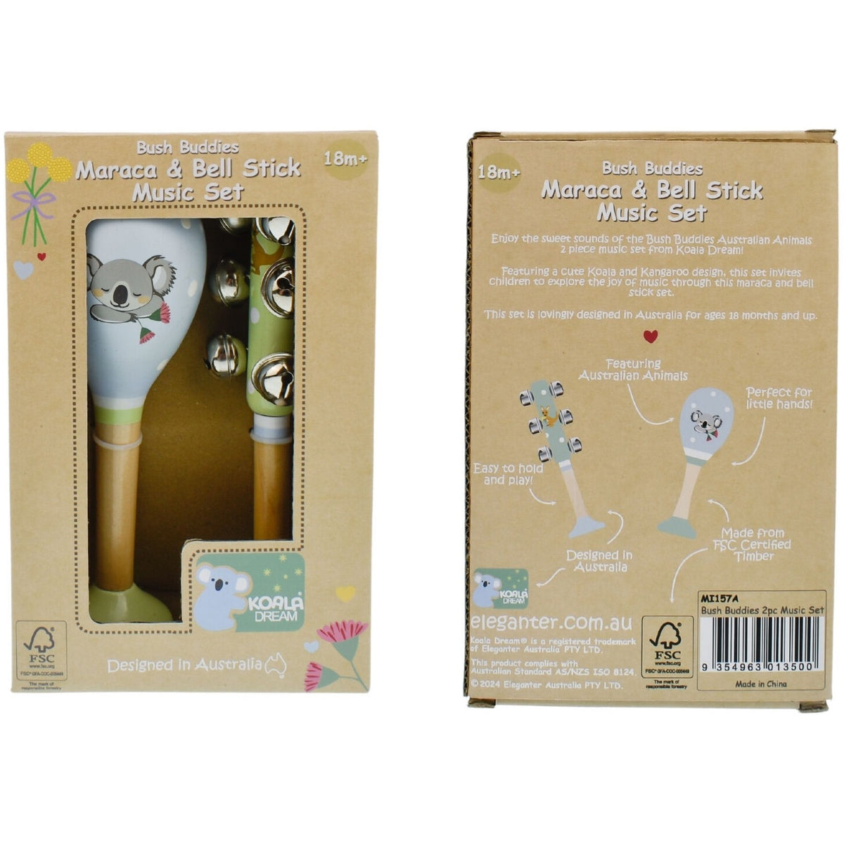Koala Dream - Bush Buddies Australian Animals Maraca & Bell Stick Set