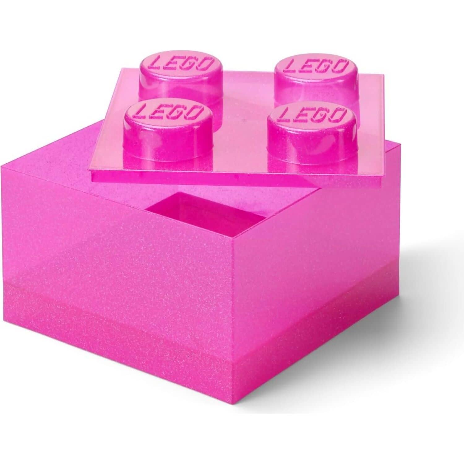 LEGO® Storage Brick 4 Studs Top Lid Translucent Glitter Pink - Room Copenhagen