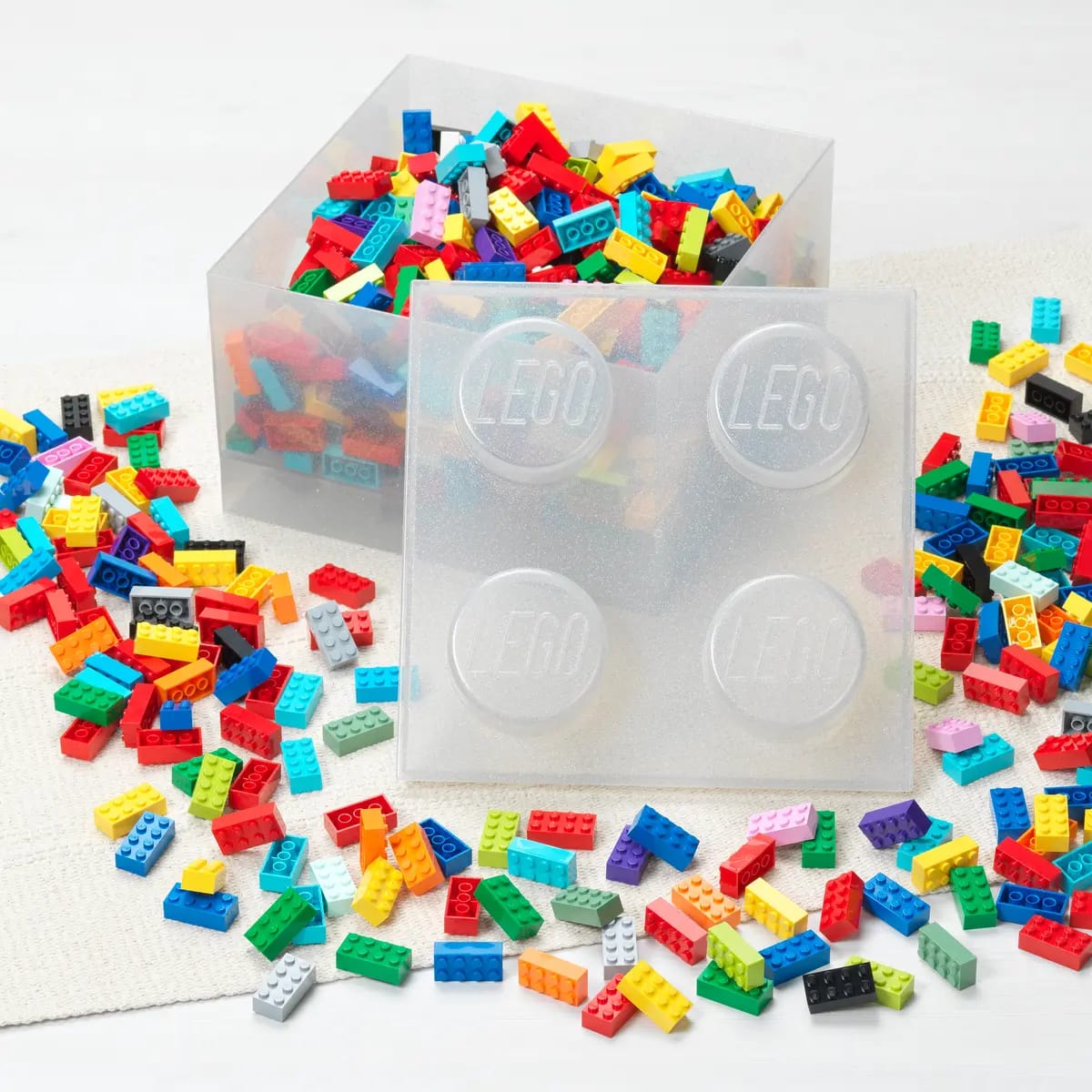 LEGO® Storage Brick 4 Studs Top Lid Translucent Glitter Clear - Room Copenhagen