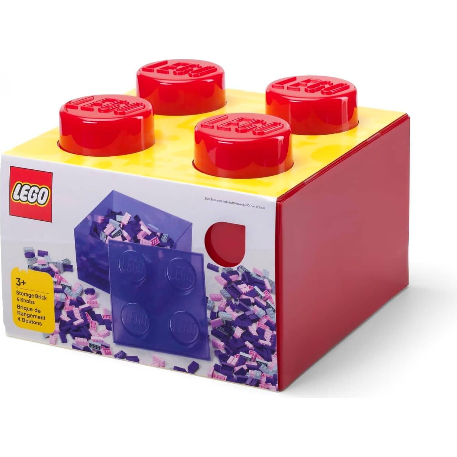 LEGO® Storage Brick 4 Studs Top Lid Translucent Red - Room Copenhagen