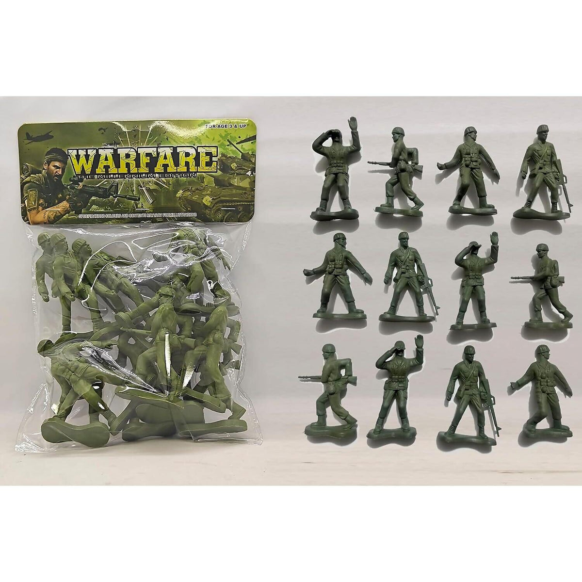 All Brands - Military Soldiers 10cm x 12 Assorted Figures in Polybag