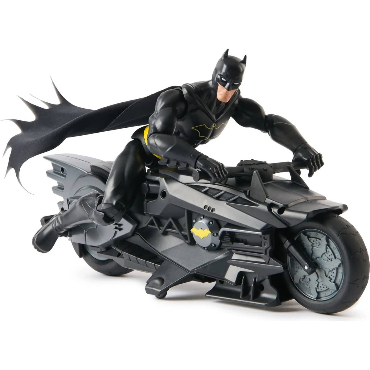 DC - Batman - RC Stealth Batcycle with 12-Inch Batman Action Figure- Spin Master