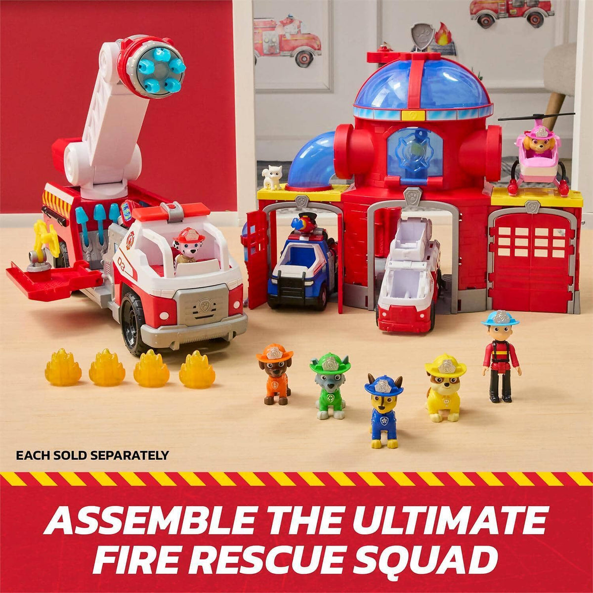 Paw Patrol - Fire Rescue: Fire Rescue Command Center with Marshall Figure Playset - Spin Master