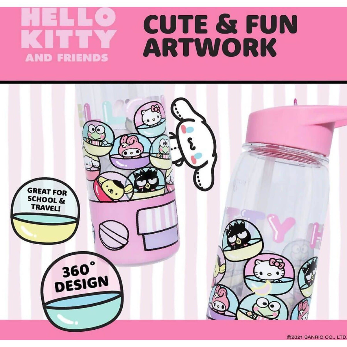 Hello Kitty - and Friends - Hello Kitty Flip Top Bottle 650ml - Jasnor