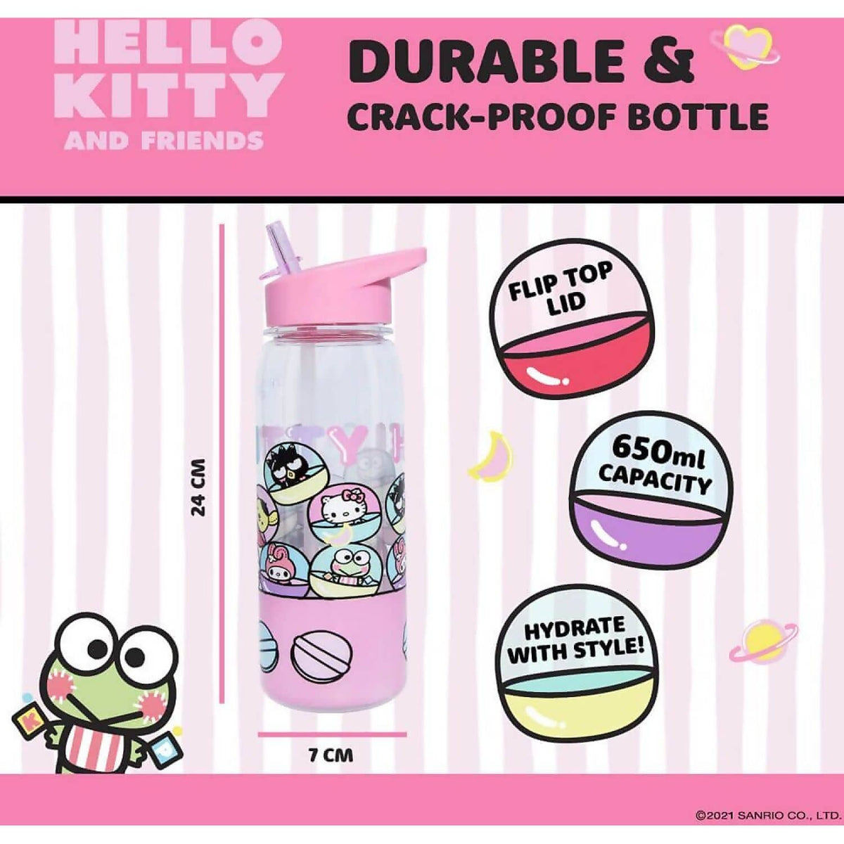 Hello Kitty - and Friends - Hello Kitty Flip Top Bottle 650ml - Jasnor