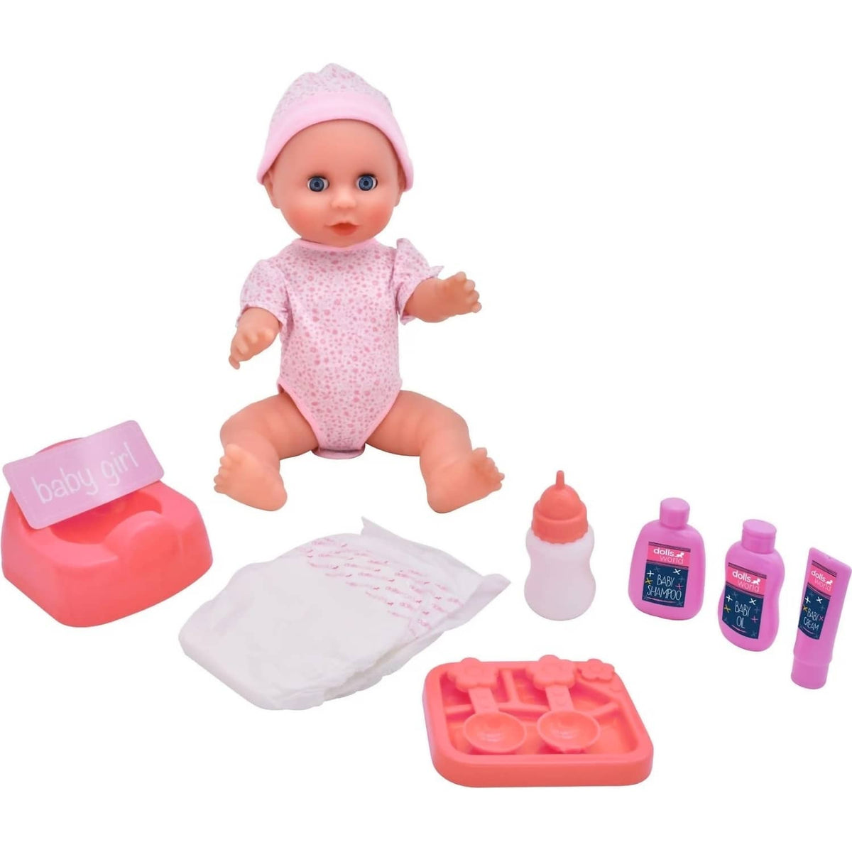 DollsWorld - Deluxe Drink and Wet Doll Olivia & Accessories 38cm
