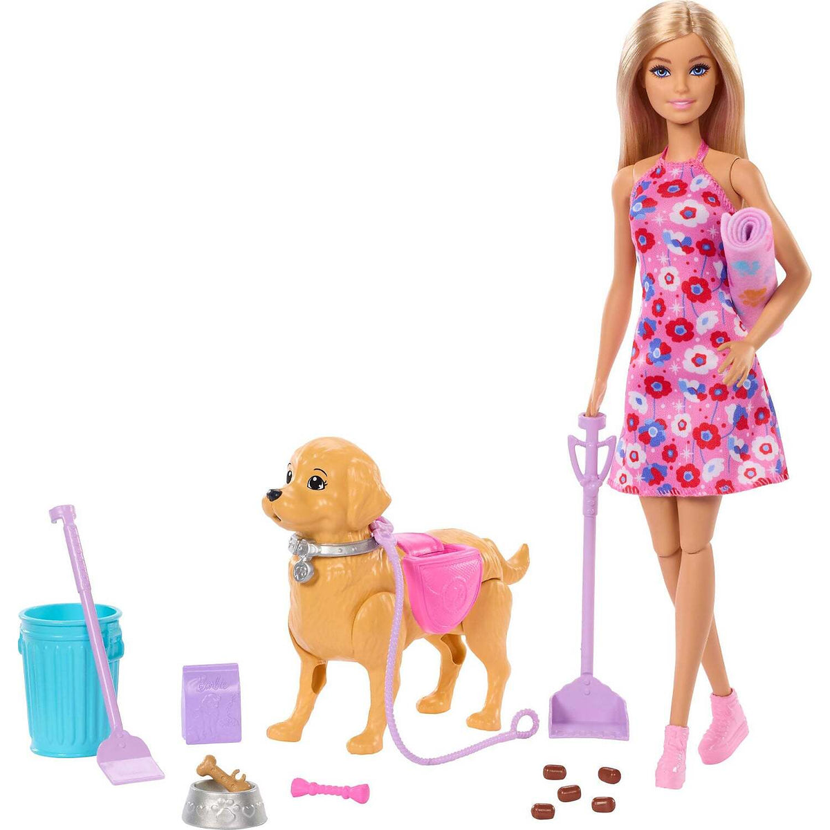 Barbie - Family & Friends Barbie Malibu Walk & Potty Puppy Doll - Mattel
