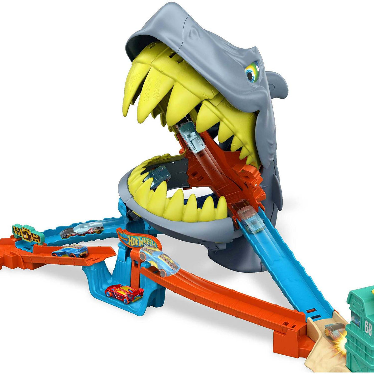 Hot Wheels - City Shark Chomp Beach Playset & 1:64 Scale Die-Cast Toy Car- Mattel