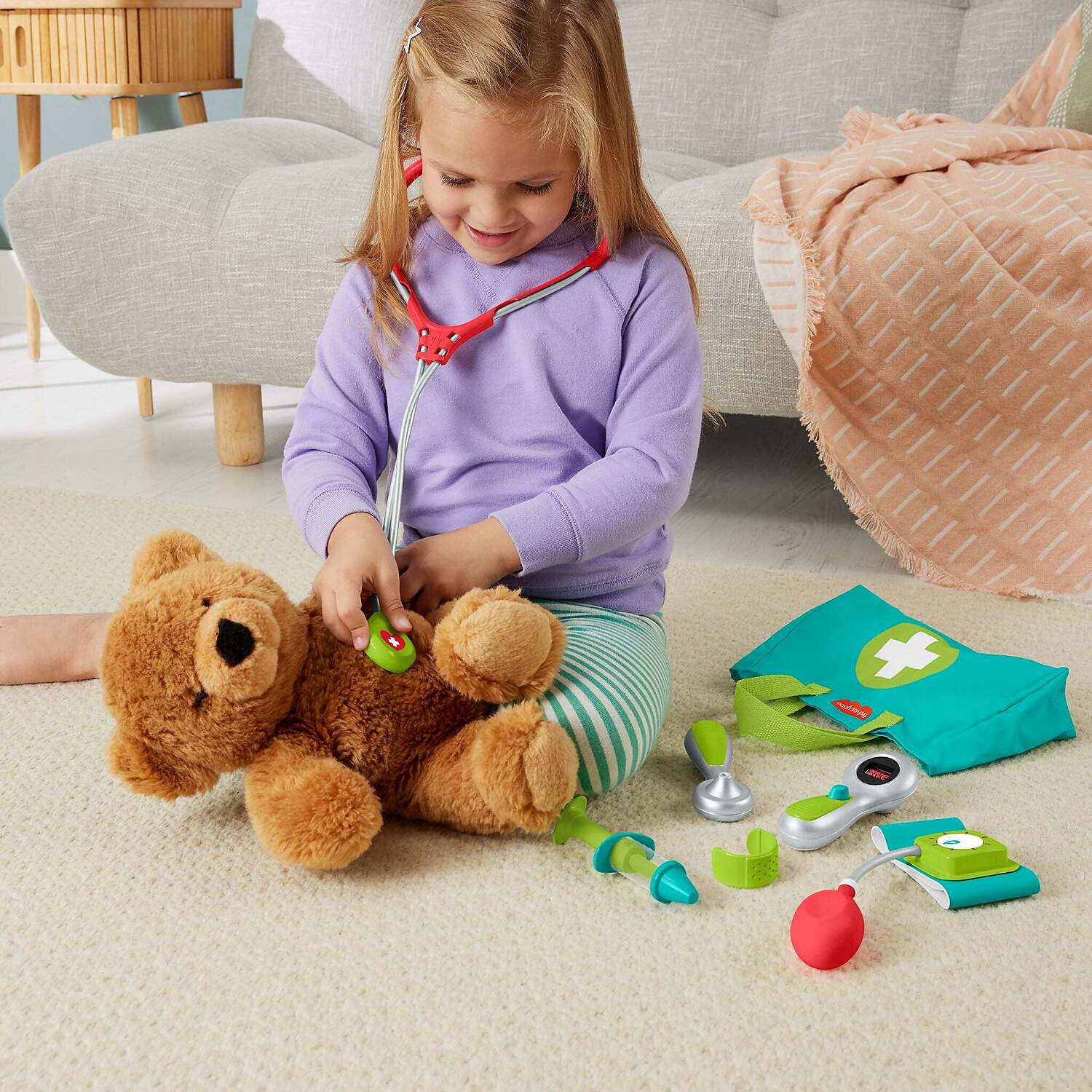 Fisher-Price - Medical Kit 7-Piece Doctor Toys Preschool Pretend Play Set - Mattel