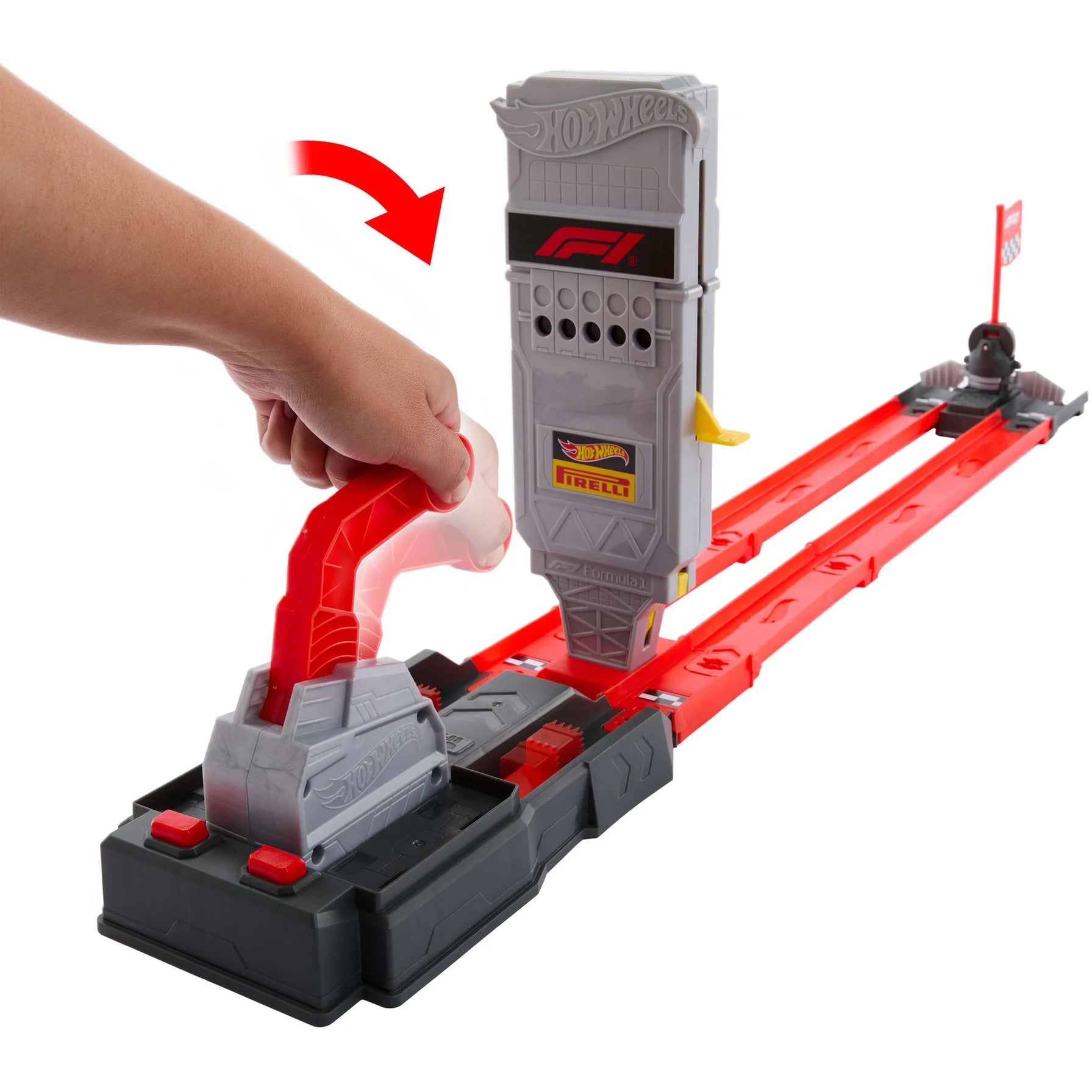 Hot Wheels - Racing Formula 1 Grid Start Track Set and 2 Die-Cast F1 Cars in 1:64 Scale - Mattel