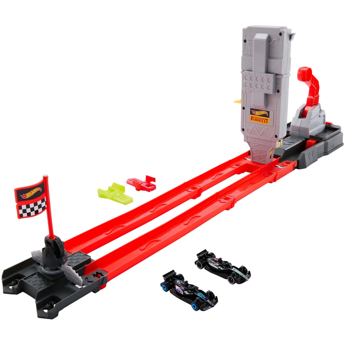 Hot Wheels - Racing Formula 1 Grid Start Track Set and 2 Die-Cast F1 Cars in 1:64 Scale - Mattel