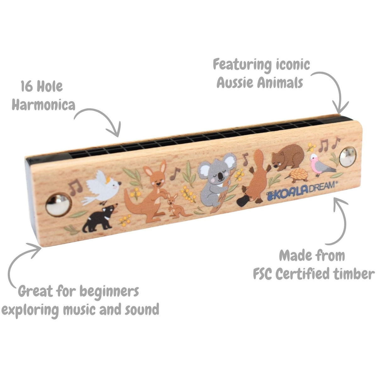 Koala Dream - Bush Buddies Aussie Animals Wooden Harmonica