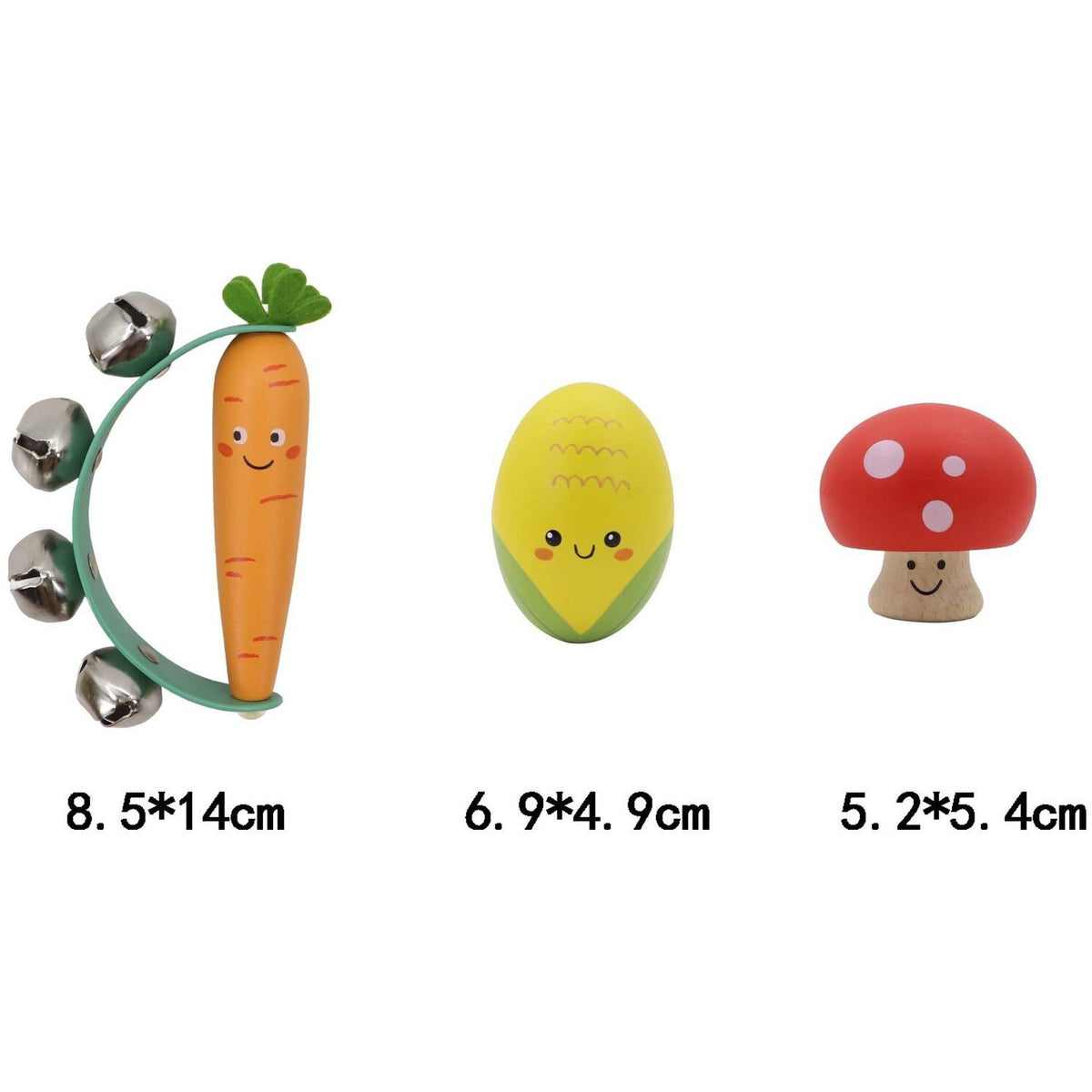 Kaper Kidz - Wooden Veggie 3pcs Musical Set Carrot Mushroom & Corn