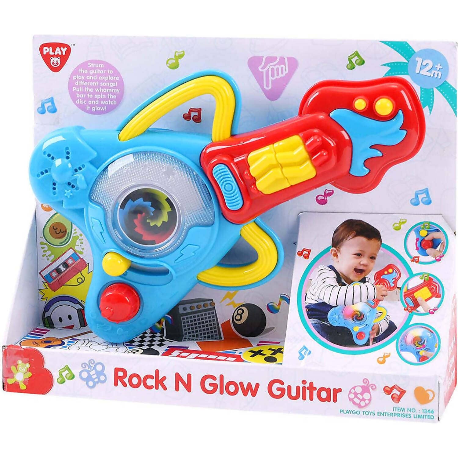 Playgo Toys Ent. Ltd - Battery Operated Rock N Glow Guitar Assorted Colors (chosen At Random)