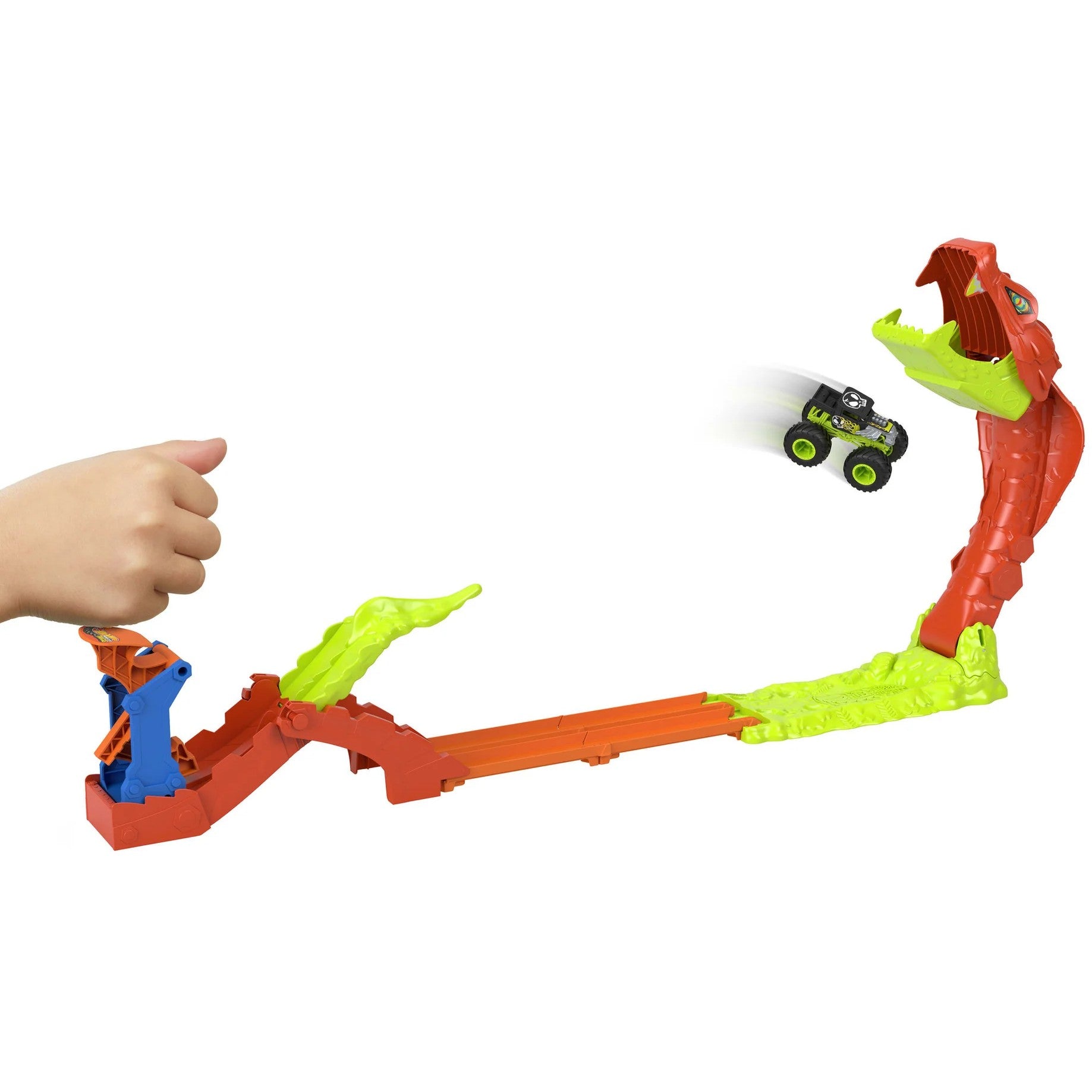 Hot Wheels - Monster Trucks Snake Slam Takedown Track Set with 1:64 Bone Shaker - Mattel