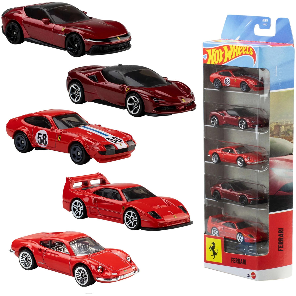 Hot Wheels - 1:64 Die-Cast Ferrari 5 Pack - Mattel