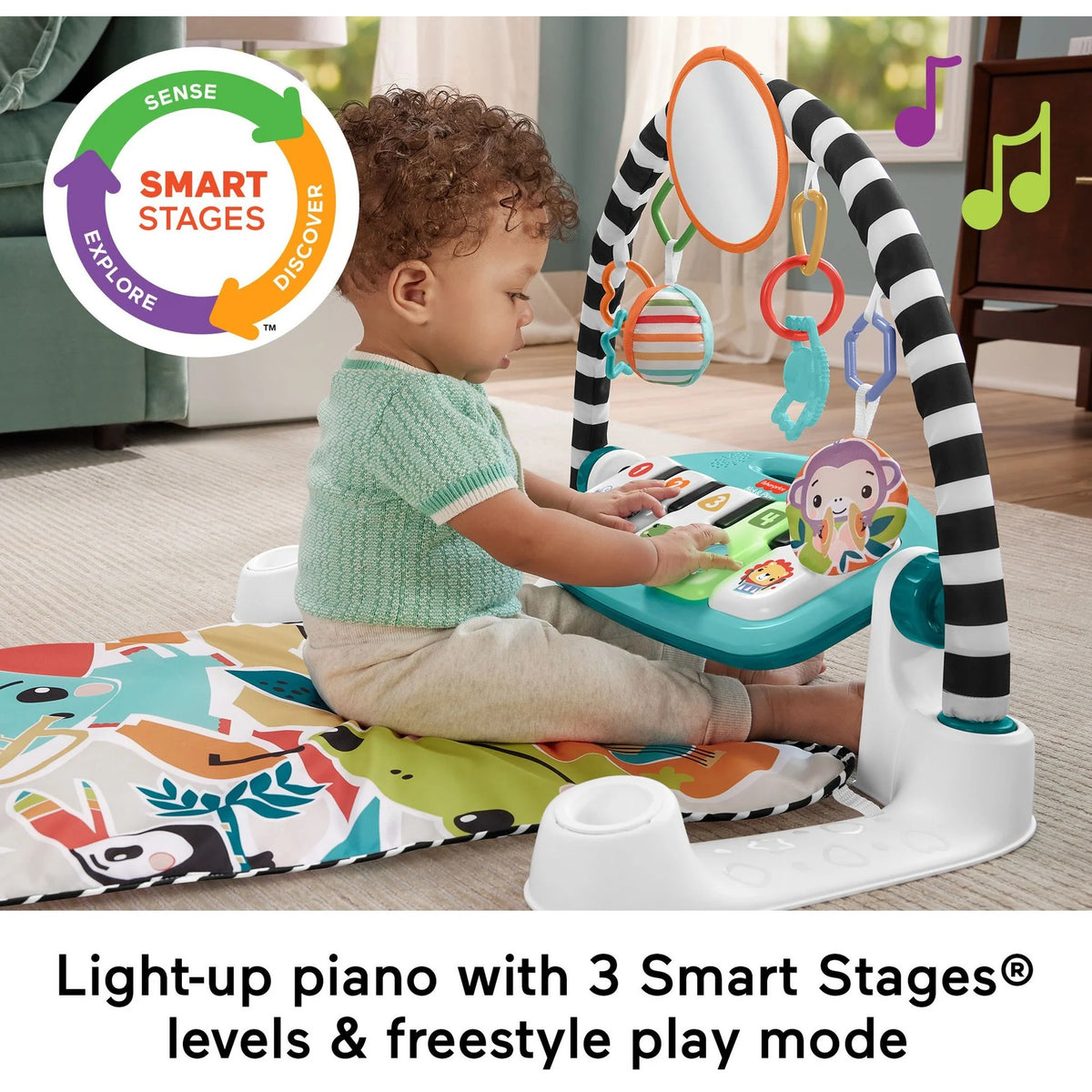 Fisher-Price - Glow and Grow Kick & Play Piano Gym - Blue