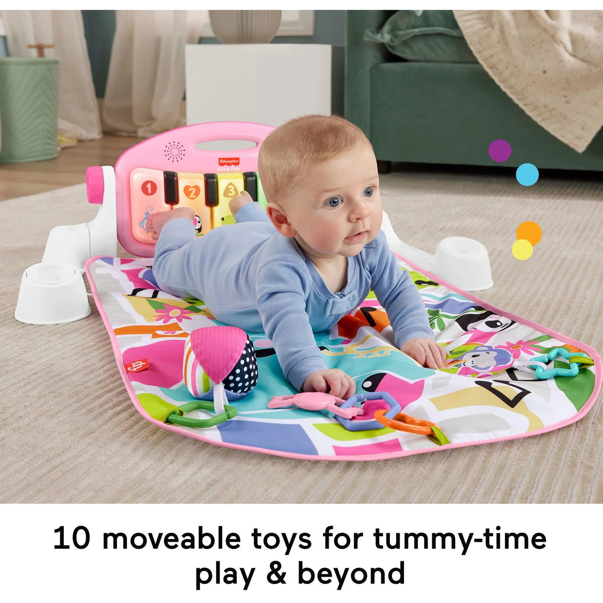 Fisher-Price - Glow And Grow Kick & Play Piano Gym - Pink
