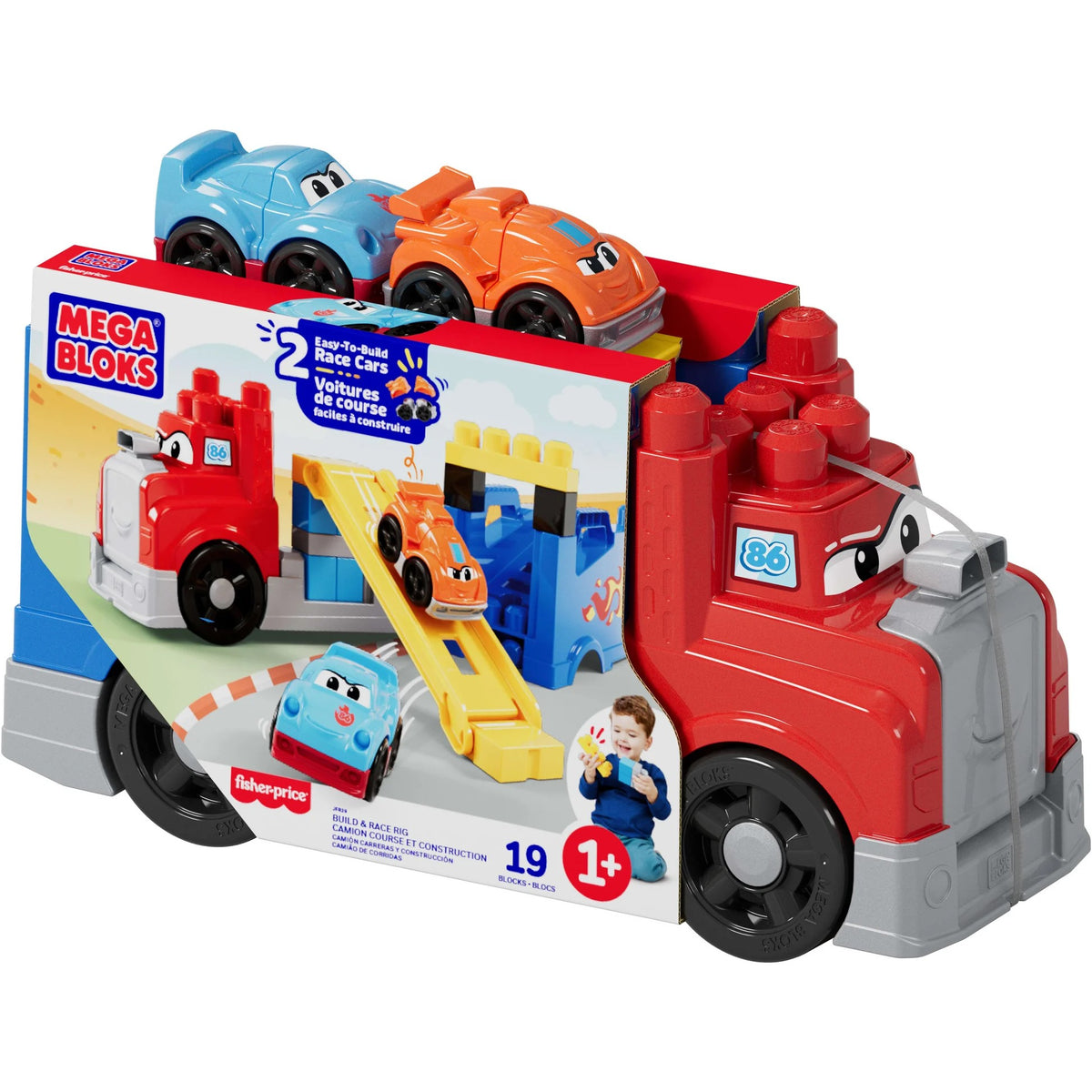 MEGA BLOKS - First Builders Build & Race Rig Toy Blocks - Fisher-Price
