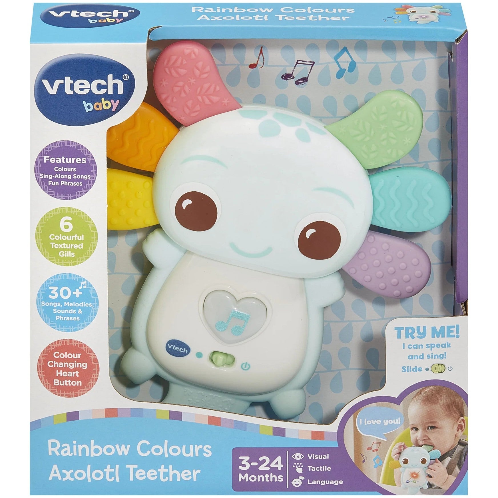 VTech - Rainbow Colours Axolotl Teether Blue