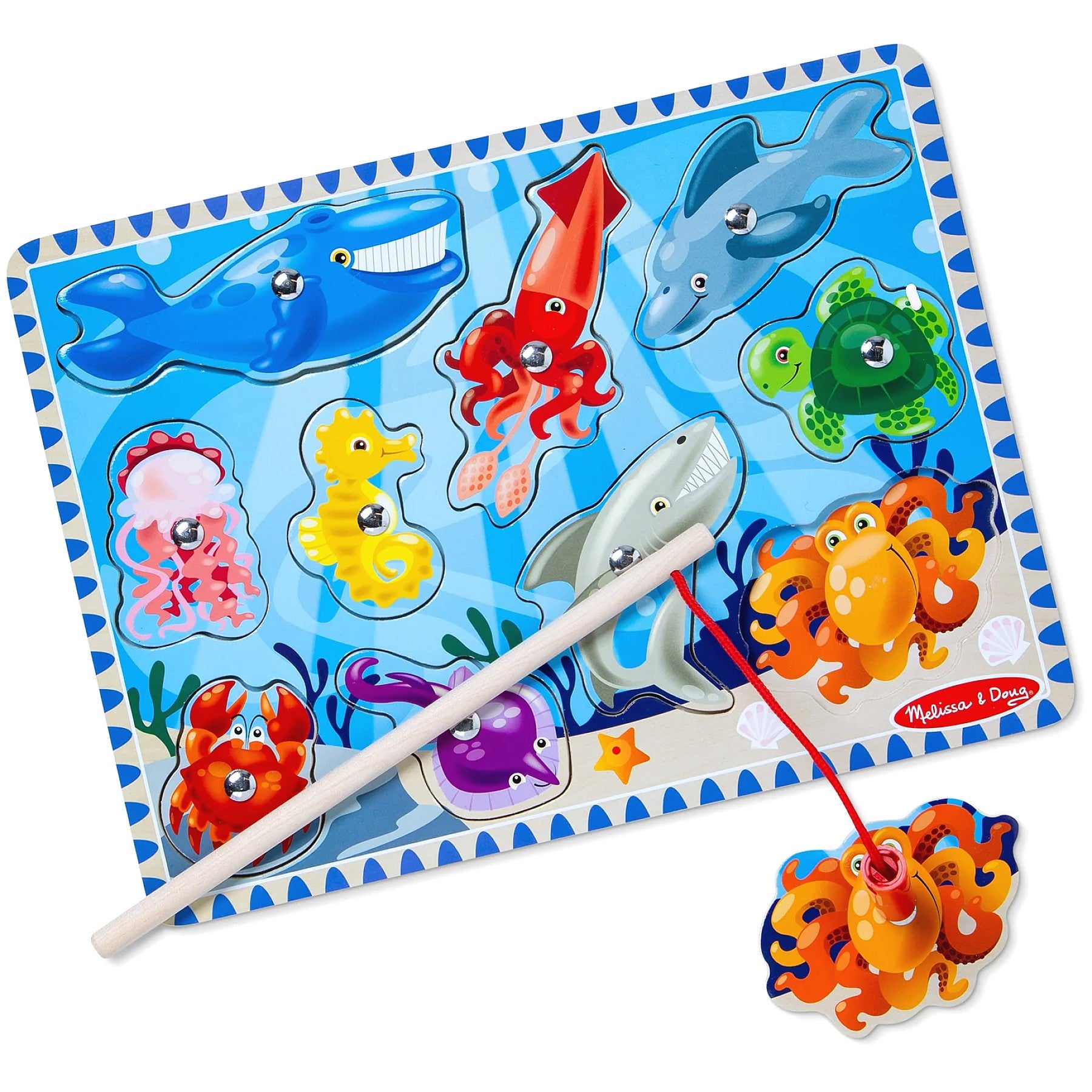 Melissa & Doug - Wooden Fishing Magnetic Puzzle Game 10 Pieces