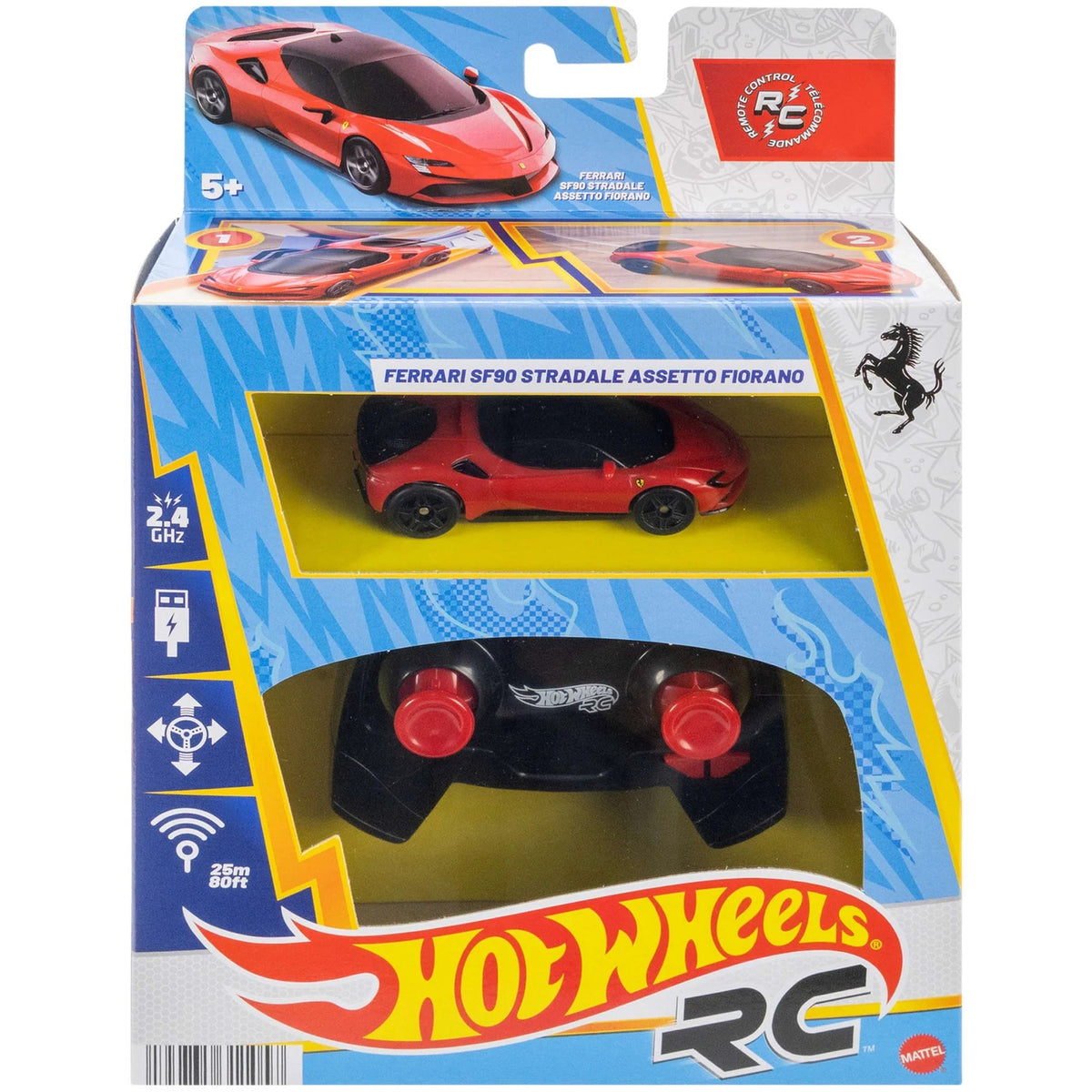 Hot Wheels - RC 1:64 Ferrari SF90 Stradale Assetto Fiorano Die-Cast Vehicle - Mattel
