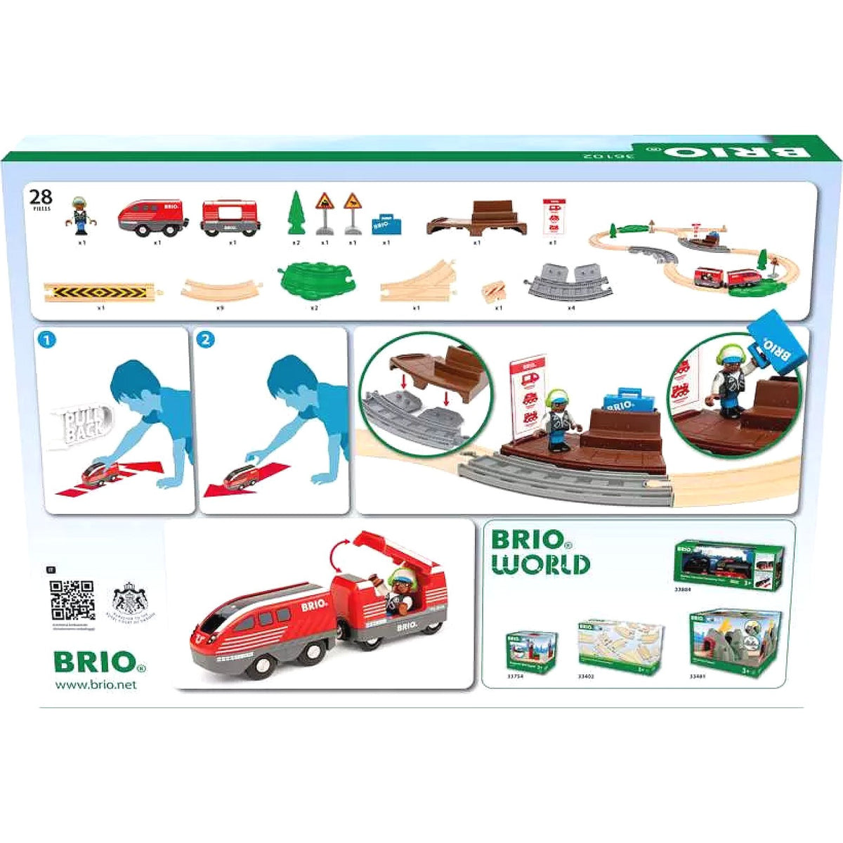 BRIO World - Pull Back Train Set 28 Pieces